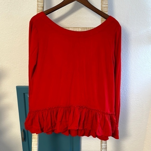 Cloth & Stone by Anthropolgie Red Long Sleeve Tie Back Top Blouse Size small - Picture 2 of 11